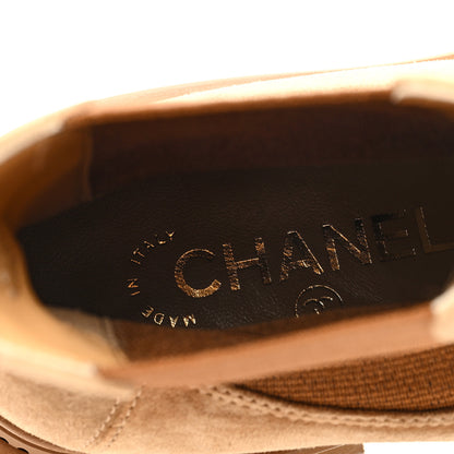 Chanel Suede Lambskin Cap Toe Ankle Boots 38 Light Brown 7 of 8
