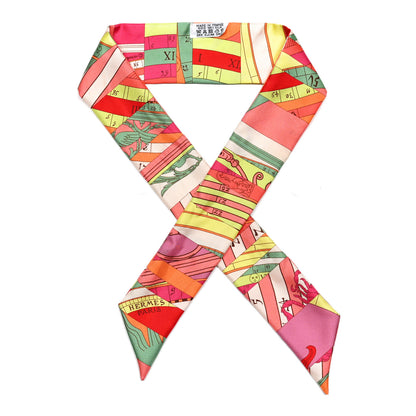 Hermes Silk Astrologie Nouvelle Twilly Rose Corail Vert Fluo 1 of 4