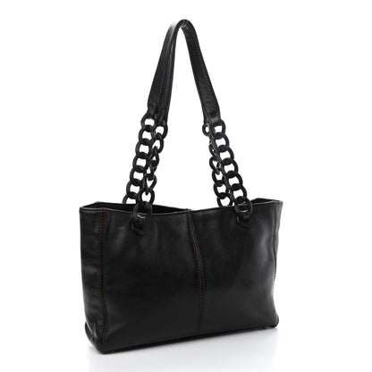 Chanel Calfskin Wood Chain Tote Black 3 of 13