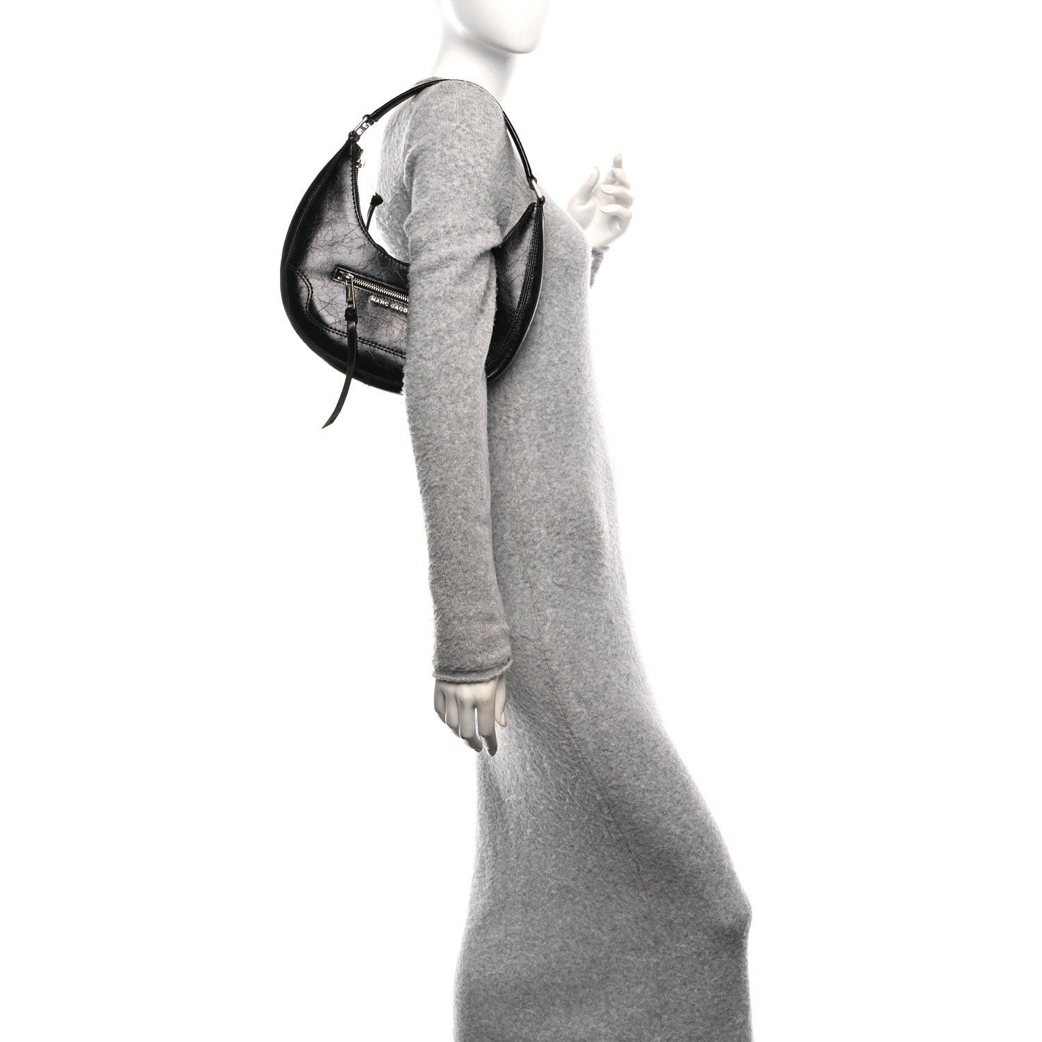 Marc Jacobs Crinkled Calfskin Cruiser Crescent Bag Black 2 of 9