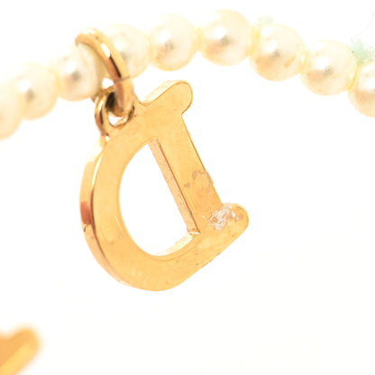 Christian Dior Pearl Crystal Star Logo Charm Necklace Gold 4 of 5