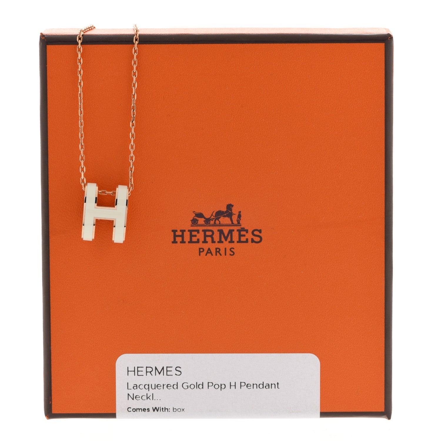 Hermes Lacquered Rose Gold Pop H Pendant Necklace White 8 of 8