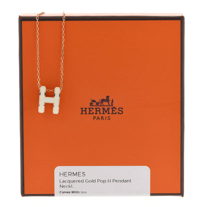 Hermes Lacquered Rose Gold Pop H Pendant Necklace White 8 of 8