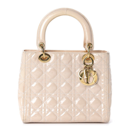 Christian Dior Patent Cannage Medium Lady Dior Beige 1 of 10