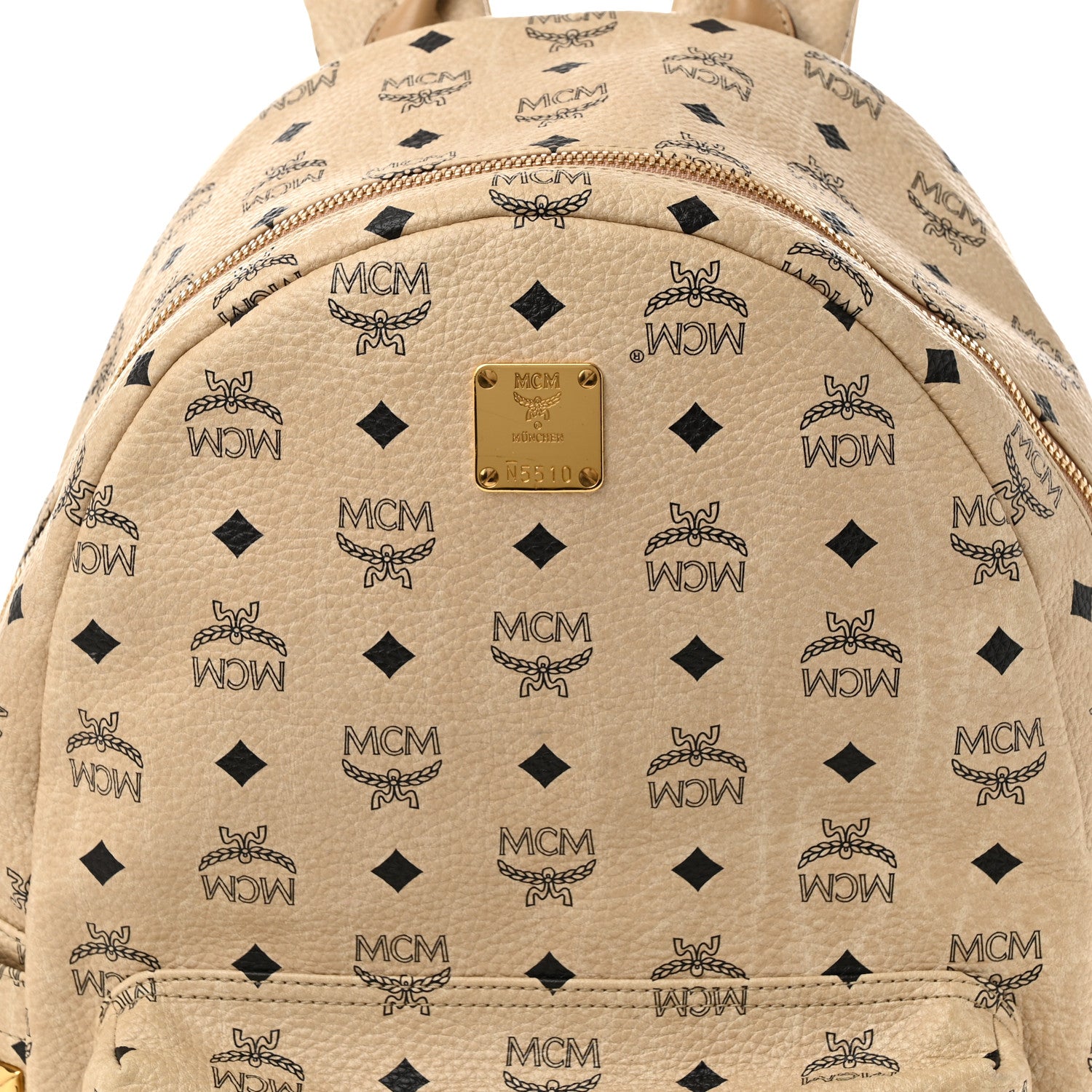 MCM Visetos Medium Studded Stark Backpack Beige 8 of 10