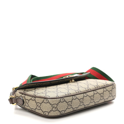 Gucci GG Supreme Monogram Textured Dollar Calfskin Web Mini Ophidia Envelope Shoulder Bag Beige Ebony New Acero 4 of 11