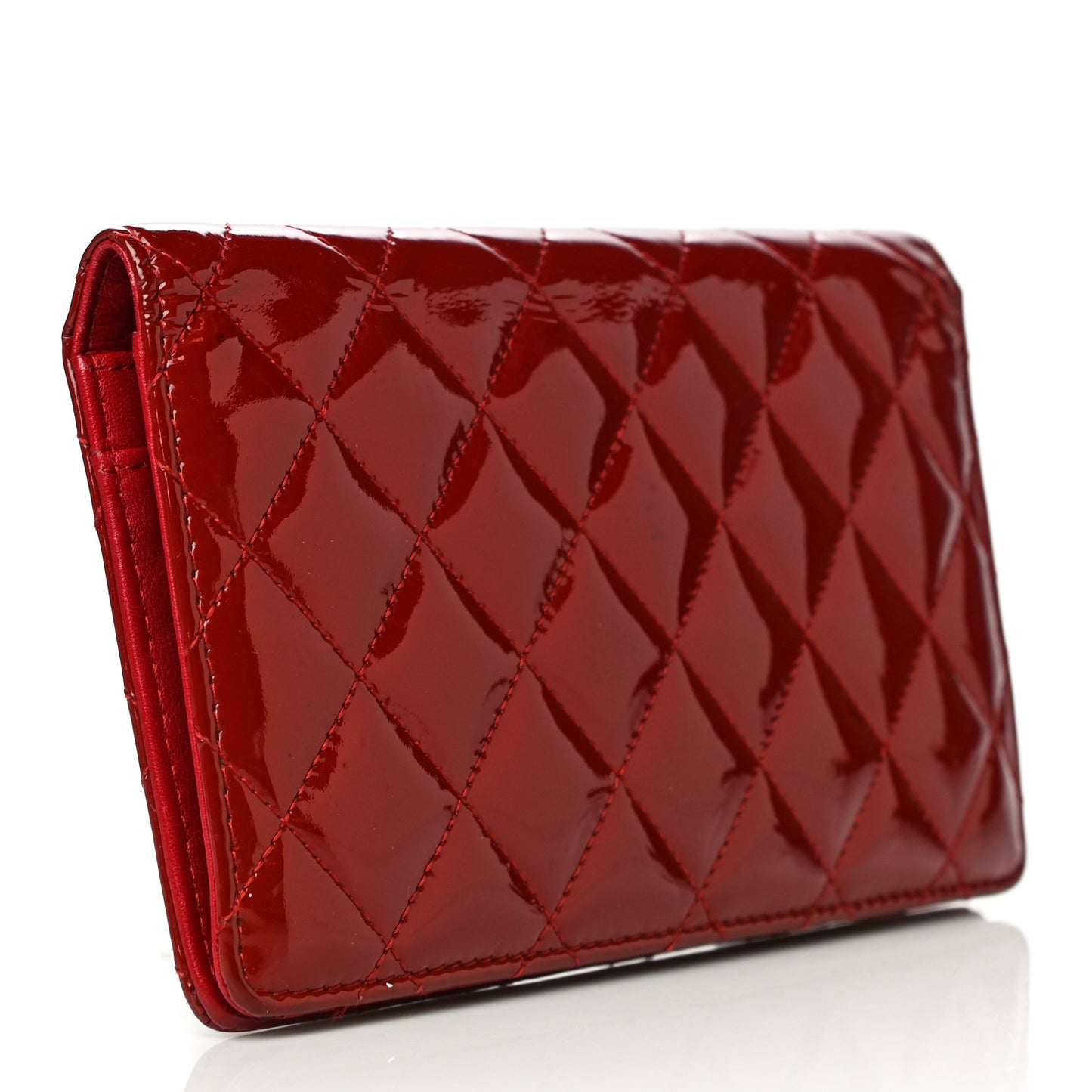 Patent Quilted Brilliant Yen Wallet Red