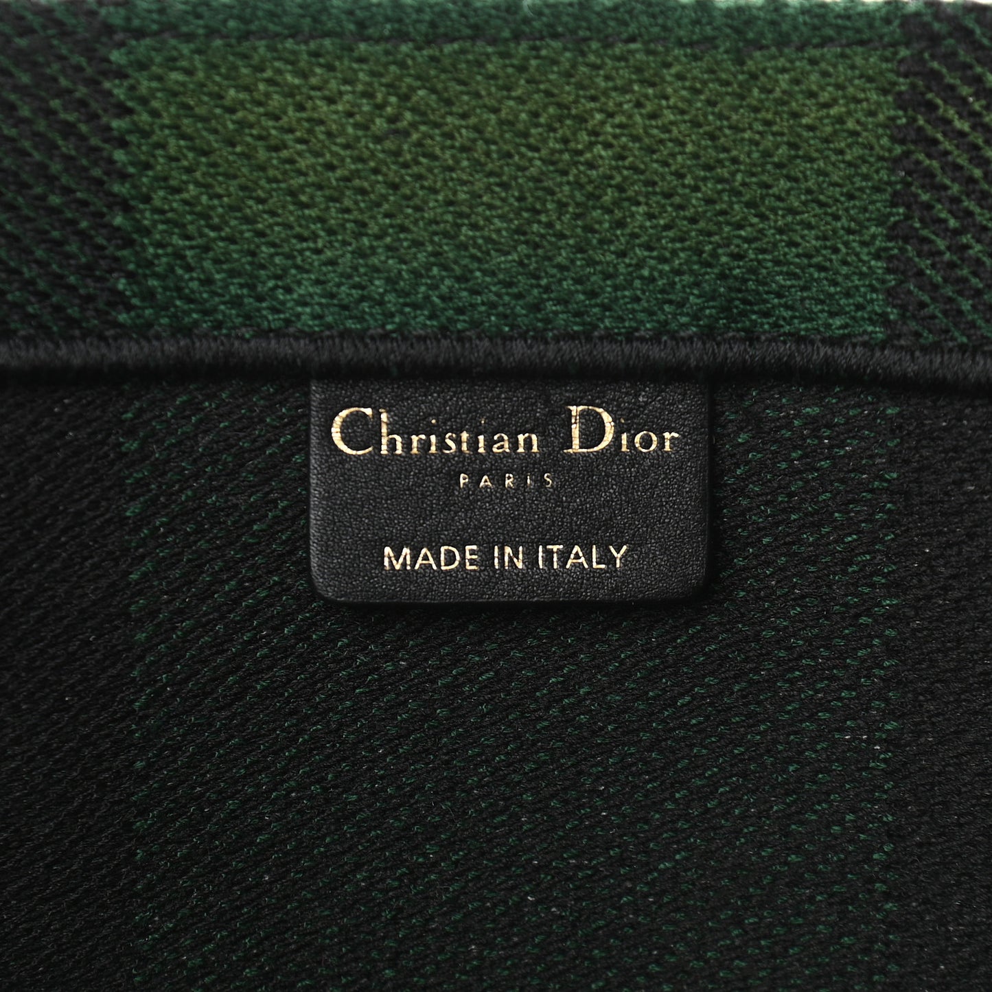 Canvas Embroidered Checkered Book Tote Black Green