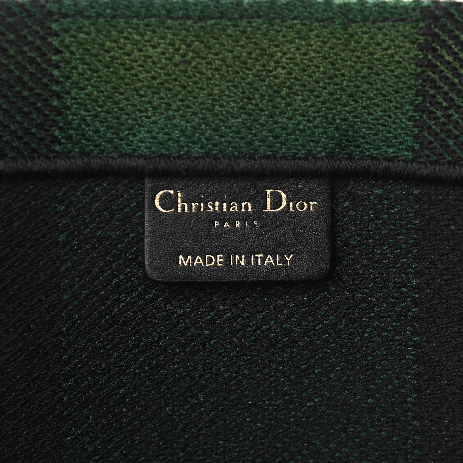 Christian Dior Canvas Embroidered Checkered Book Tote Black Green 6 of 11
