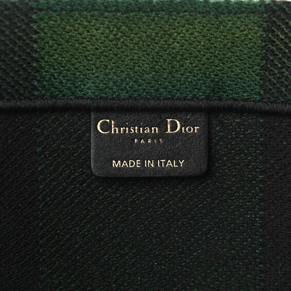 Christian Dior Canvas Embroidered Checkered Book Tote Black Green 6 of 11