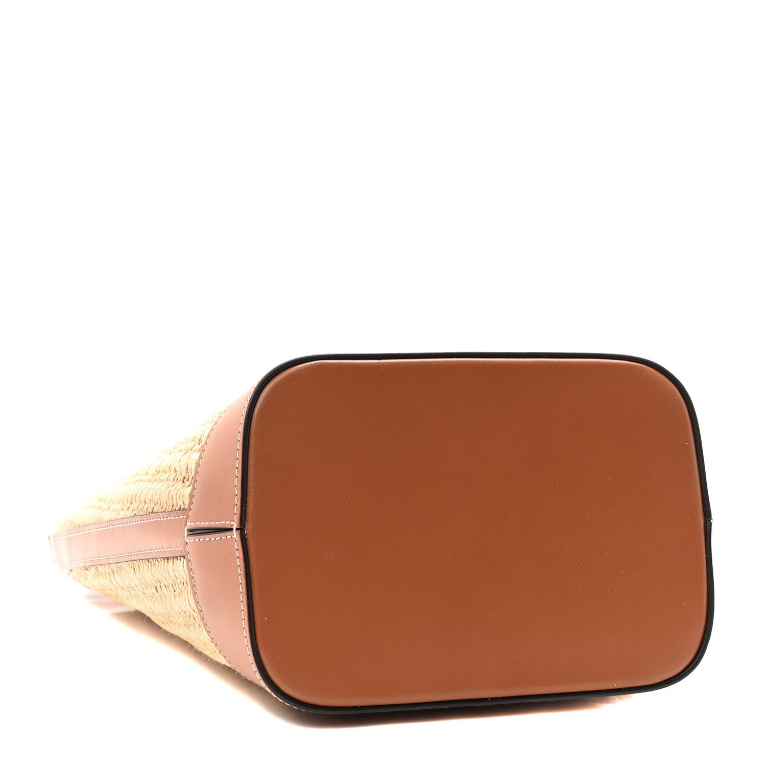 Celine Raffia Calfskin Cuir Triomphe Bucket Bag Natural Tan 4 of 11