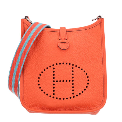 Hermes Taurillon Clemence Amazone Evelyne TPM Orange Poppy Bleu Saint Cyr 1 of 10