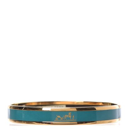 Hermes Enamel Printed Narrow Caleche Bracelet 62 Malachite 1 of 6