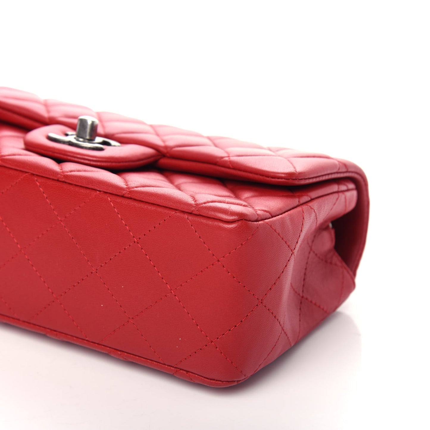 Lambskin Quilted Mini Rectangular Flap Red