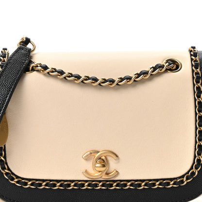 Chanel Lambskin Caviar Lovely Chains Flap Shoulder Bag Ivory Black 8 of 10
