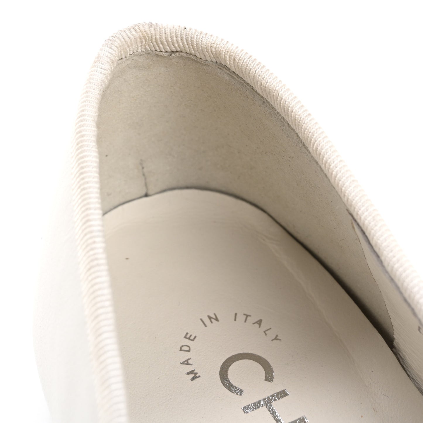 Lambskin Cap Toe CC Ballerina Flats 36 White Black