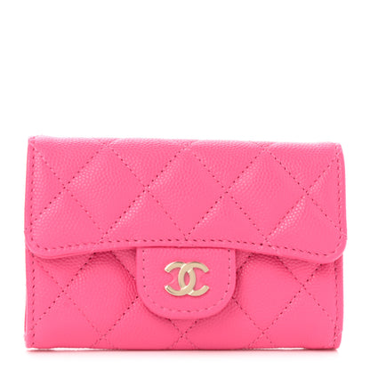 Chanel Caviar Quilted Flap Card Holder Wallet Pink 1 of 8