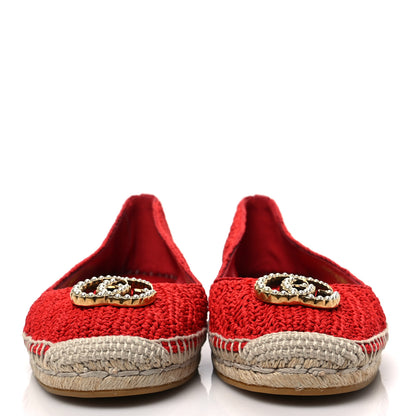 Gucci Cotton Malaga Kid Crochet Pearly GG Lilibeth Espadrille 39 Hibiscus Red 2 of 10