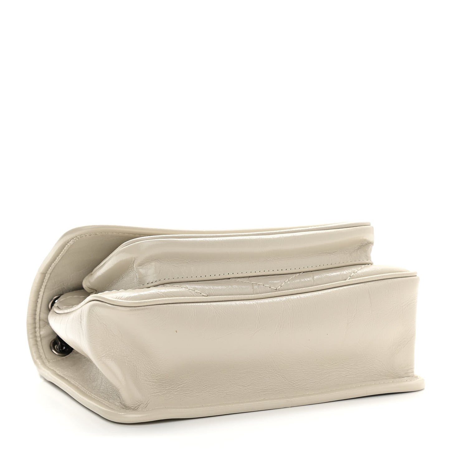 Crinkled Calfskin Matelasse Monogram Baby Niki Chain Satchel Ivory