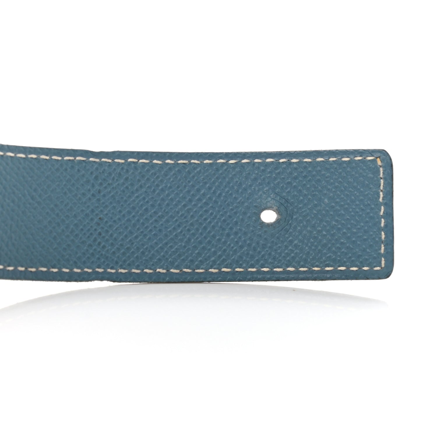 Swift Epsom Strie 32mm H Belt 85 White Blue Jean