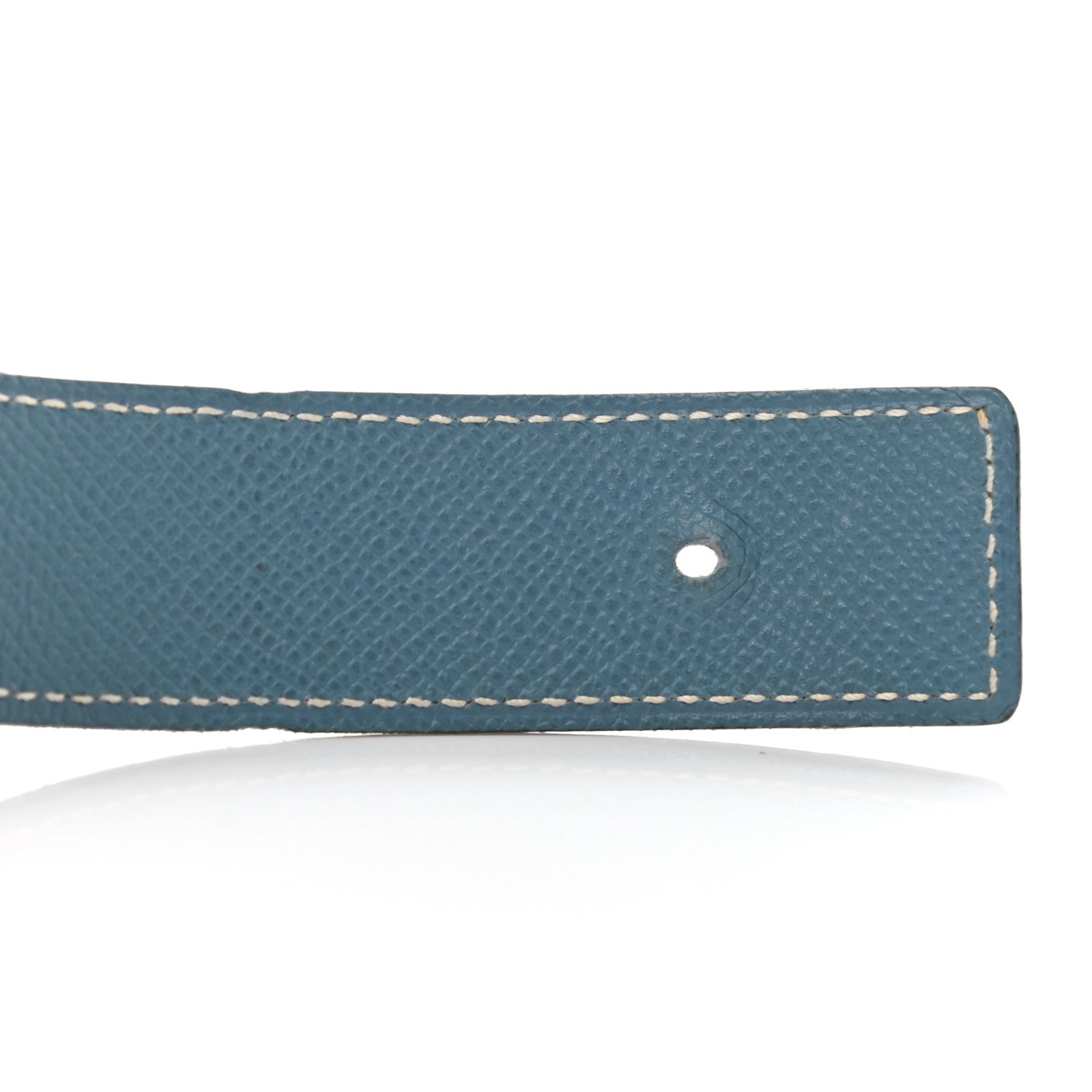 Hermes Swift Epsom Strie 32mm H Belt 85 White Blue Jean 8 of 8