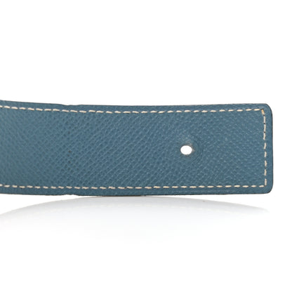 Hermes Swift Epsom Strie 32mm H Belt 85 White Blue Jean 8 of 8