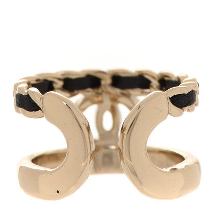 Chanel Metal Lambskin CC Ring Gold Black 3 of 4