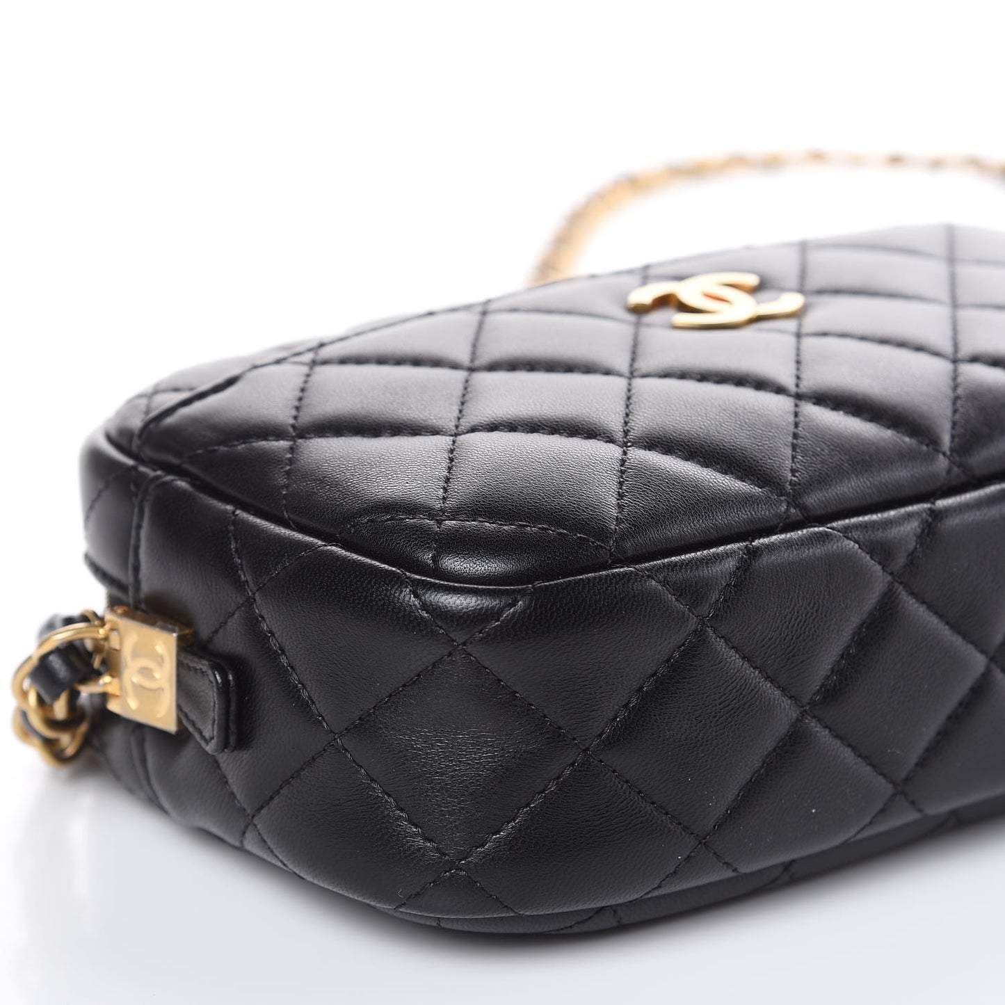 Lambskin Quilted Small Timeless Camera Case Black