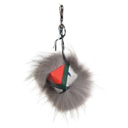 Fendi Silver Fox Fur Vitello Elite Monster Bag Bug Cube Charm Multicolor 1 of 9