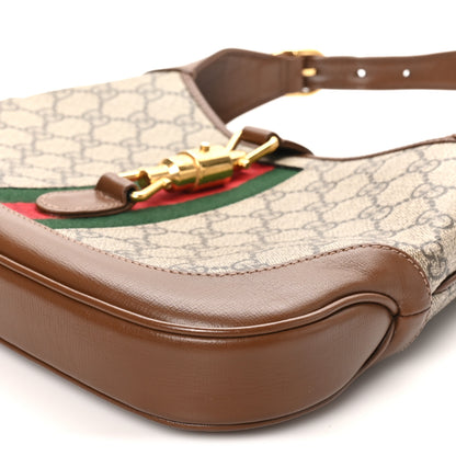Gucci GG Supreme Monogram Azalea Calfskin Web Small Jackie 1961 Hobo Beige Ebony Brown Sugar 10 of 10