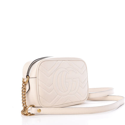 Gucci Calfskin Matelasse Mini GG Marmont Chain Shoulder Bag White 4 of 7