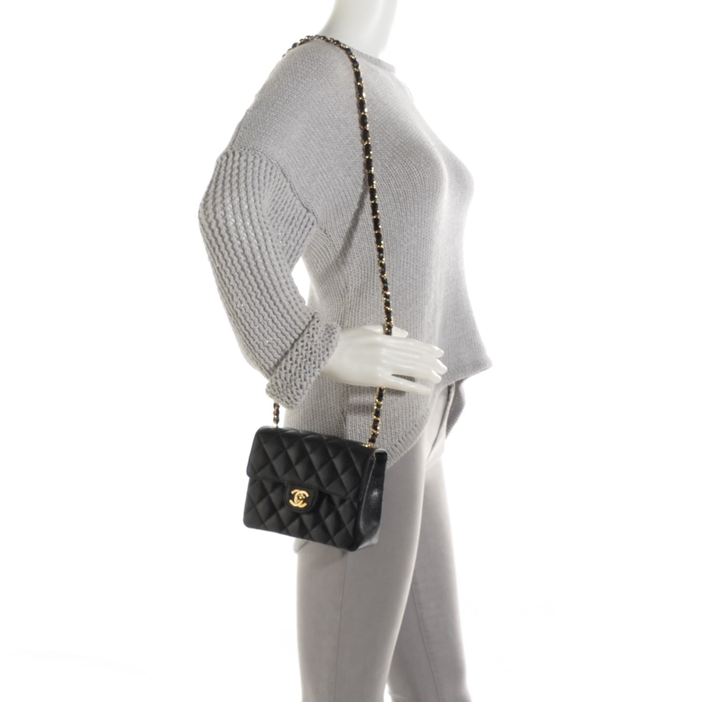 Caviar Quilted Mini Square Flap Black
