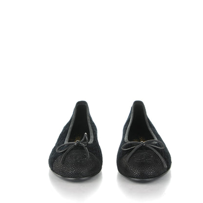 Chanel Tweed Caviar Cap Toe Ballerina Flats 35 Black 2 of 7