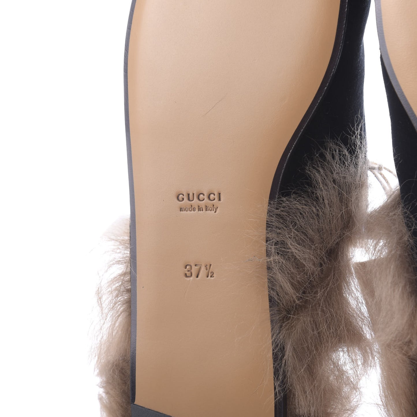 Velvet Fur Crystal Embroidered Womens Princetown Slippers 37.5 Black