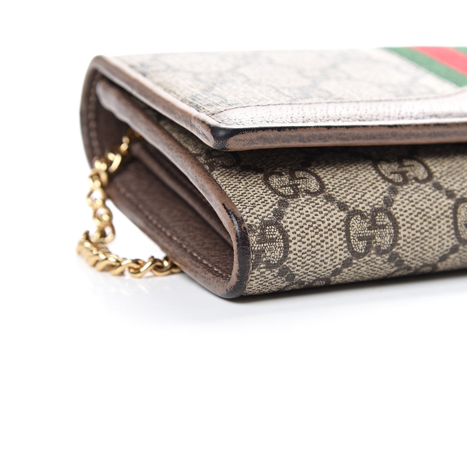 Gucci GG Supreme Monogram Web Ophidia Wallet On Chain Brown 8 of 15