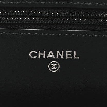 Chanel Shiny Crumpled Calfskin Strass Quilted Top Handle Wallet On Chain WOC Black 6 of 11