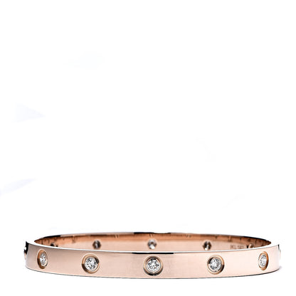 Cartier 18K Pink Gold 10 Diamond LOVE Bracelet 17 1 of 6