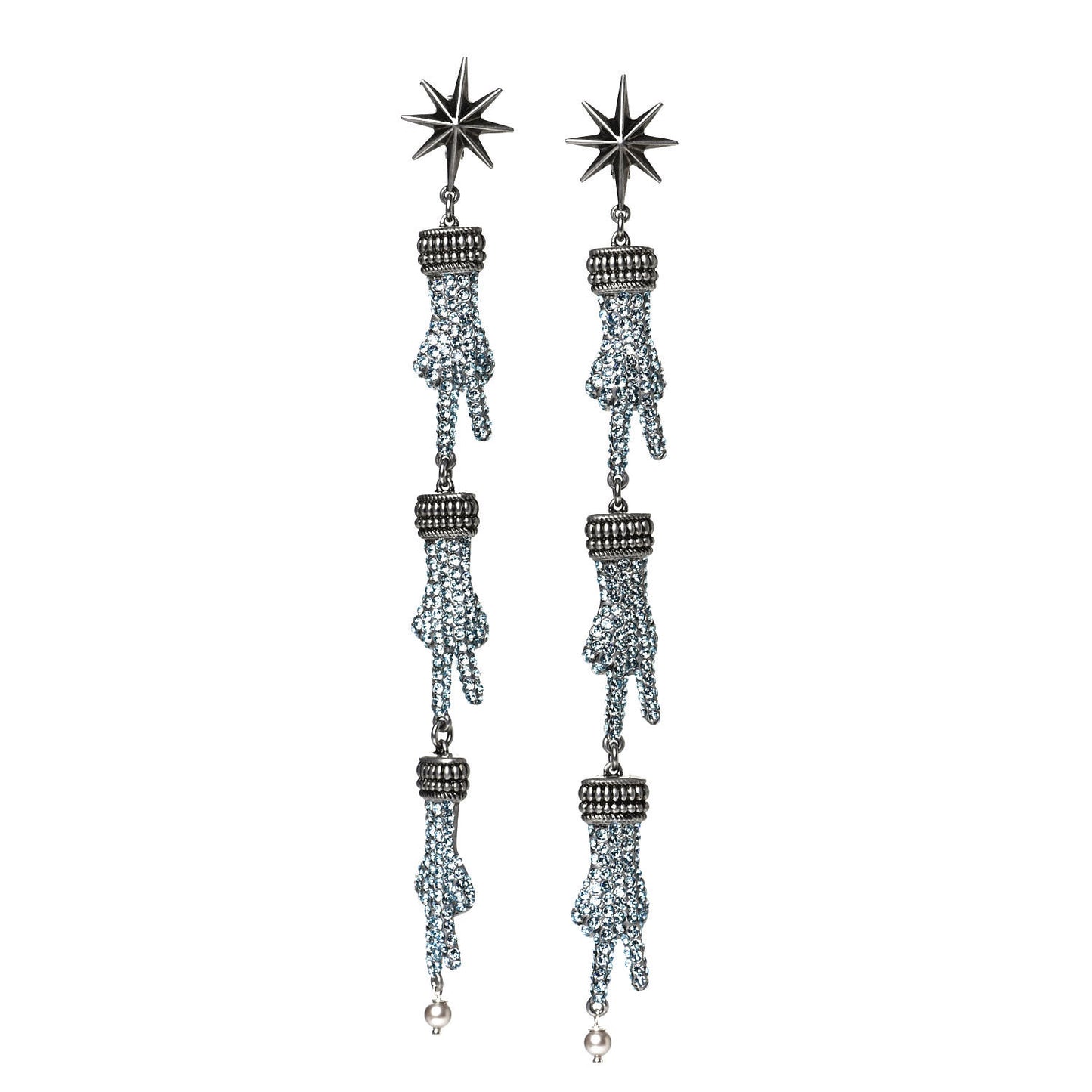 Swarovski Crystal Hand Motif Clip On Drop Earrings Metallic
