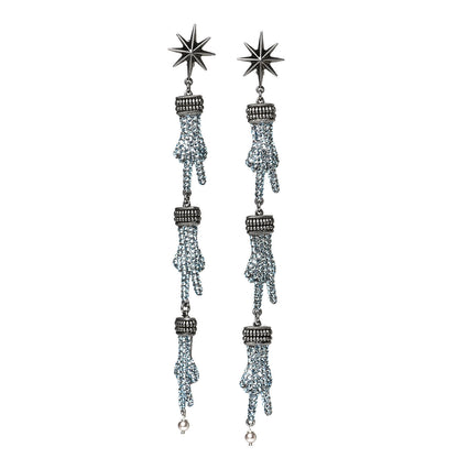 Gucci Swarovski Crystal Hand Motif Clip On Drop Earrings Metallic 1 of 5