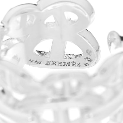 Hermes Sterling Silver GM Chaine d'Ancre Enchainee Band Ring 53 6.5 4 of 6