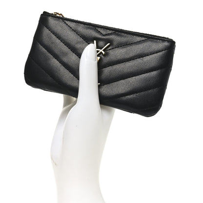 Saint Laurent Calfskin Matelasse Monogram Key Pouch Black 2 of 7