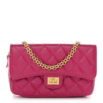 Chanel Aged Calfskin Quilted 2.55 Reissue Phone Holder With Chain Fuchsia 1 of 13