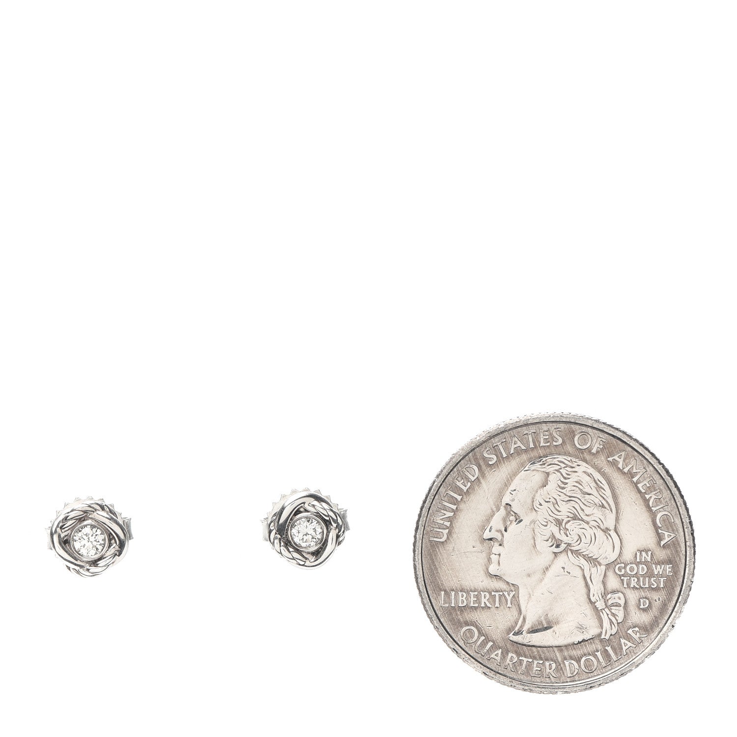 David Yurman Sterling Silver Diamond 7mm Infinity Stud Earrings 2 of 4