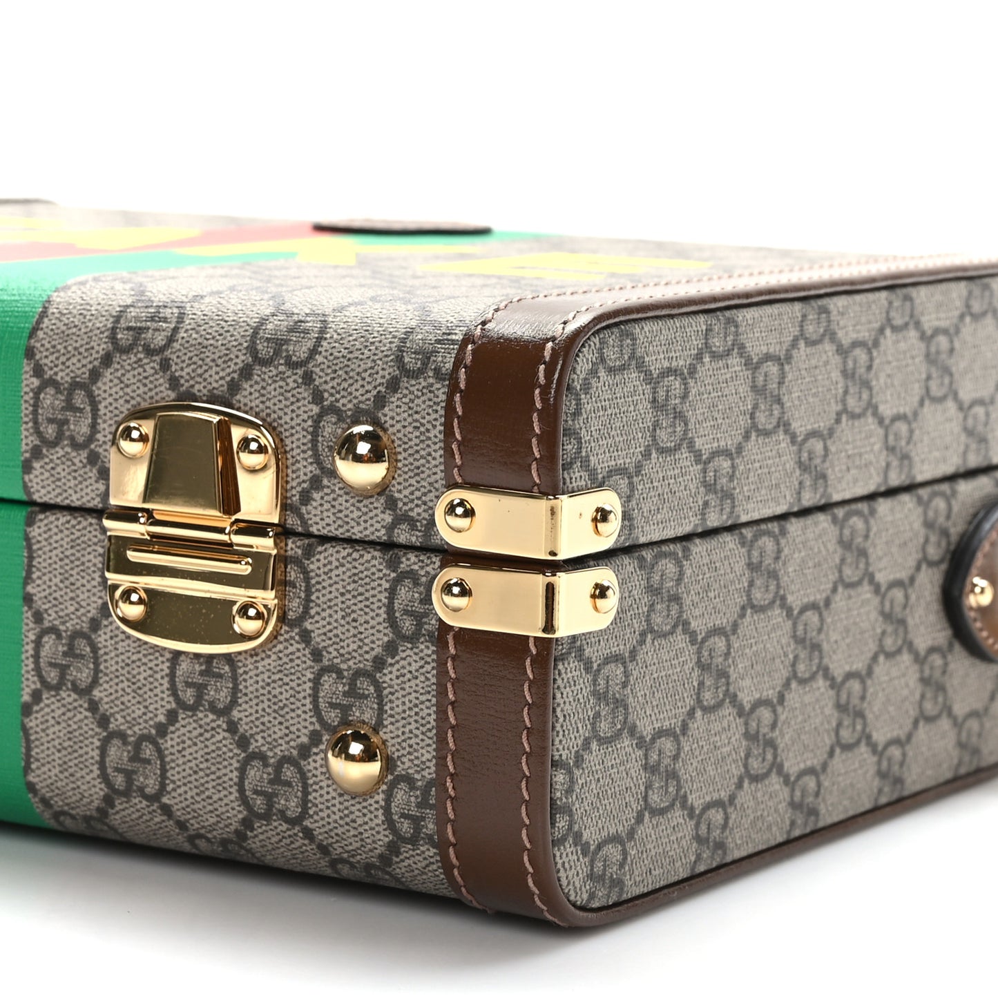 GG Supreme Monogram Azalea Calfskin Fake/Not Retro Interlocking G Beauty Case Beige Ebony Brown Sugar