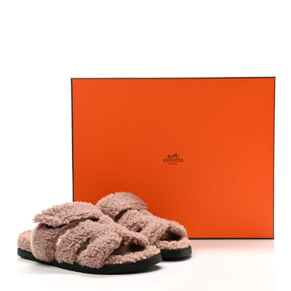 Hermes Woolskin Womens Chypre Sandals 35 Bois De Santal 8 of 8