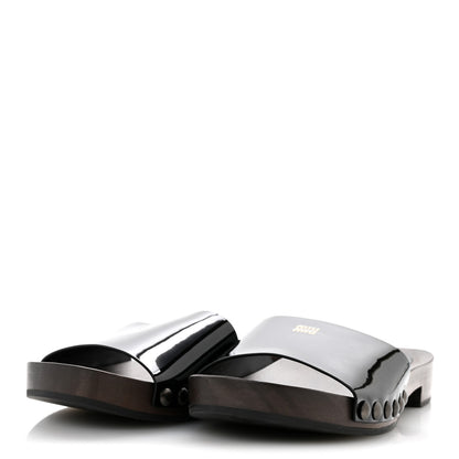 Miu Miu Patent Logo Slide Clogs 36 Black 4 of 9