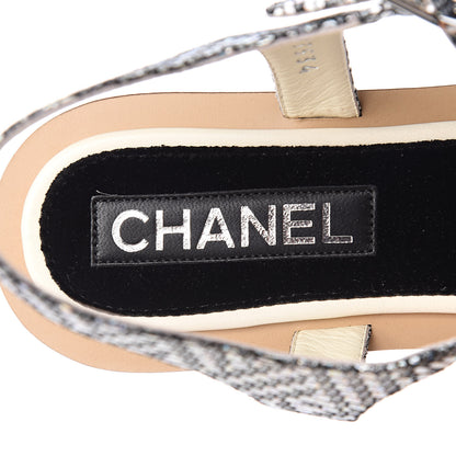 Chanel Goatskin Velvet Fantasy CC Chain Thong Sandals 41.5 Silver Ivory 7 of 9