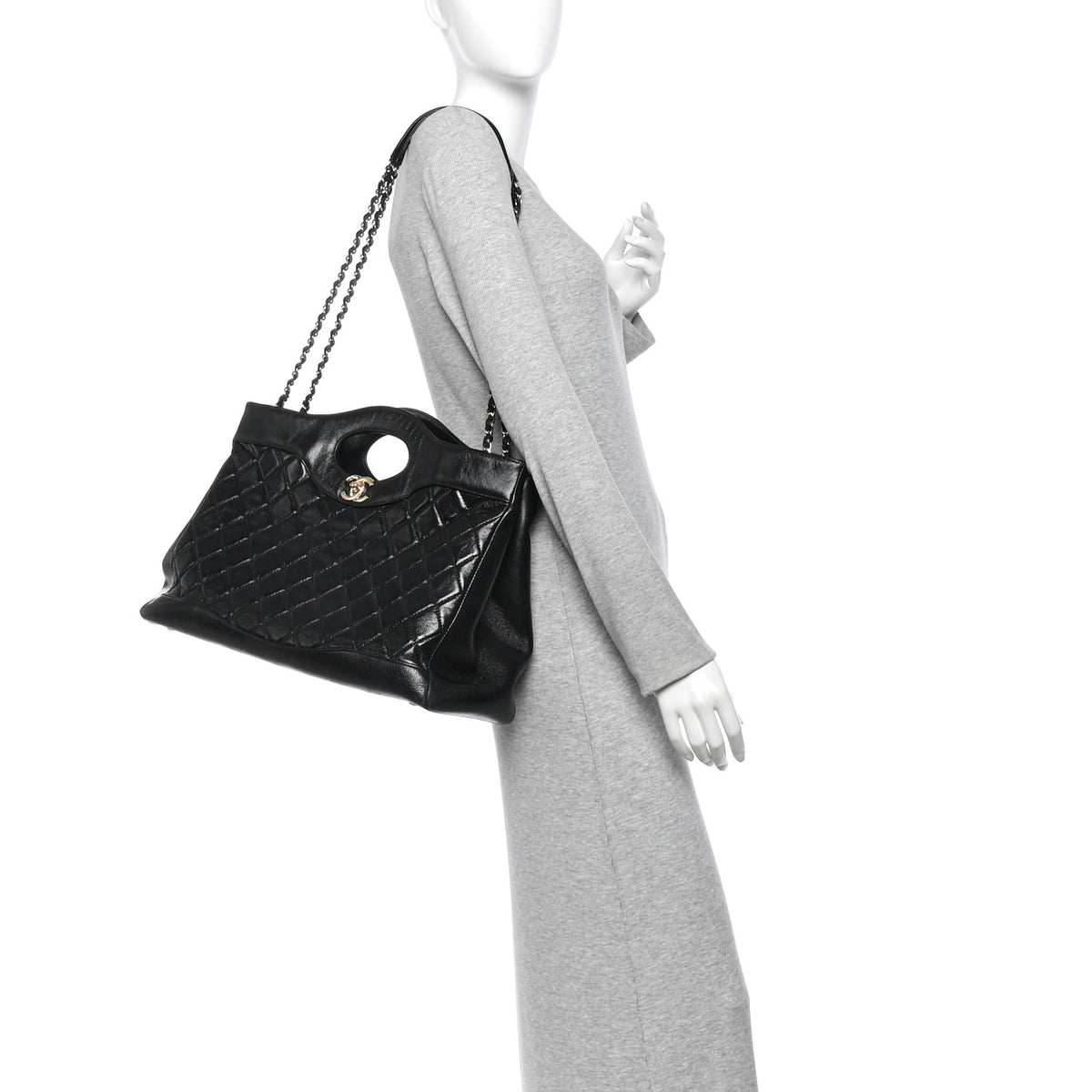 Chanel Shiny Lambskin Quilted Large 31 Shopping Bag Black 2 of 13