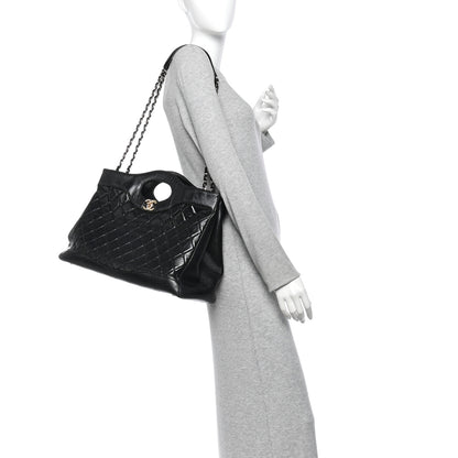 Chanel Shiny Lambskin Quilted Large 31 Shopping Bag Black 2 of 13