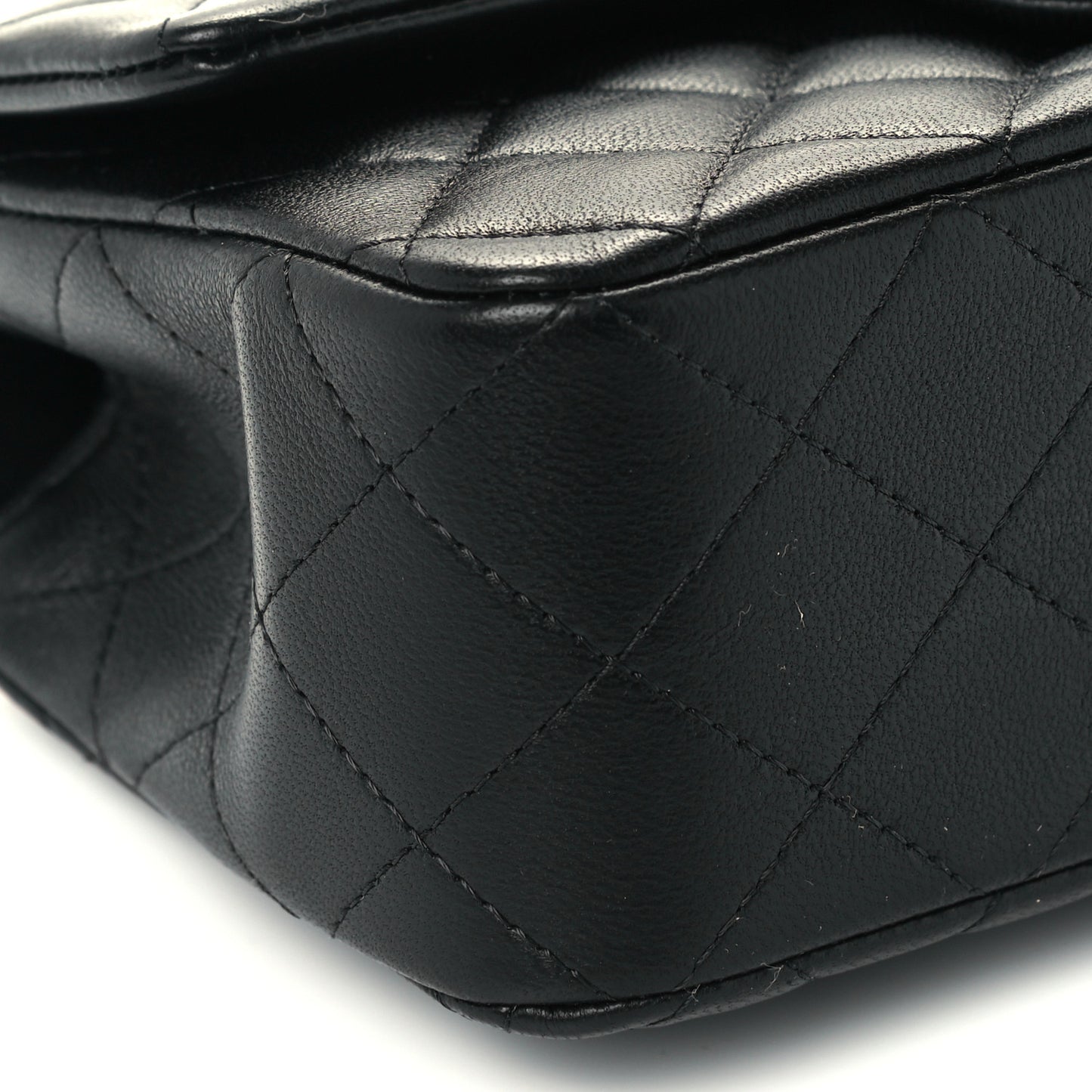 Lambskin Quilted Mini Top Handle Rectangular Flap Black
